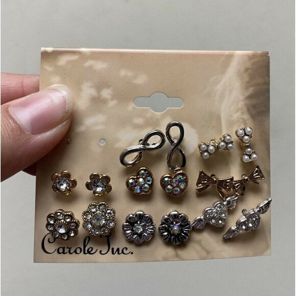 Carole Inc. - Multi Shape Rhinestone Stud Earrings Set - Picture 3 of 4